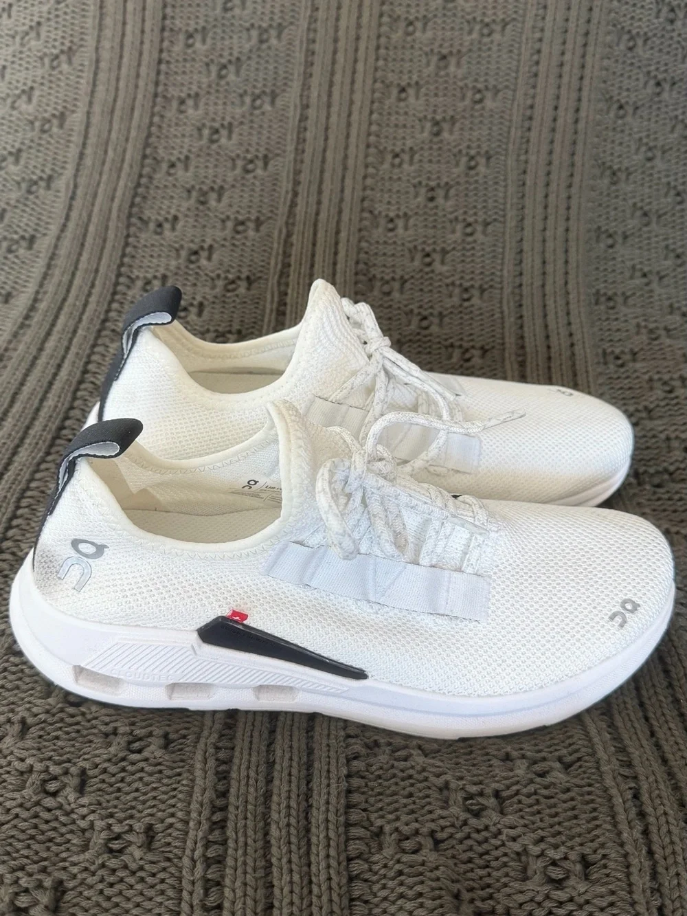 On CloudEasy White Mesh Sneakers with Black Accent